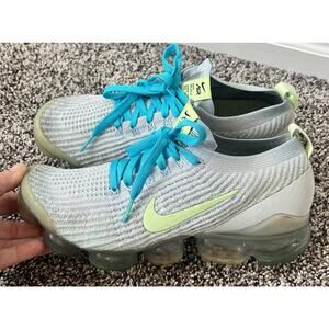 Nike Vapormax Flyknit 3 Pure Platinum Baltic Blue women's size 9